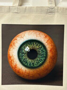 Reusable Shopping Tote Bag Human Eyeball Graphic Oddity Gothic Unusual Unique